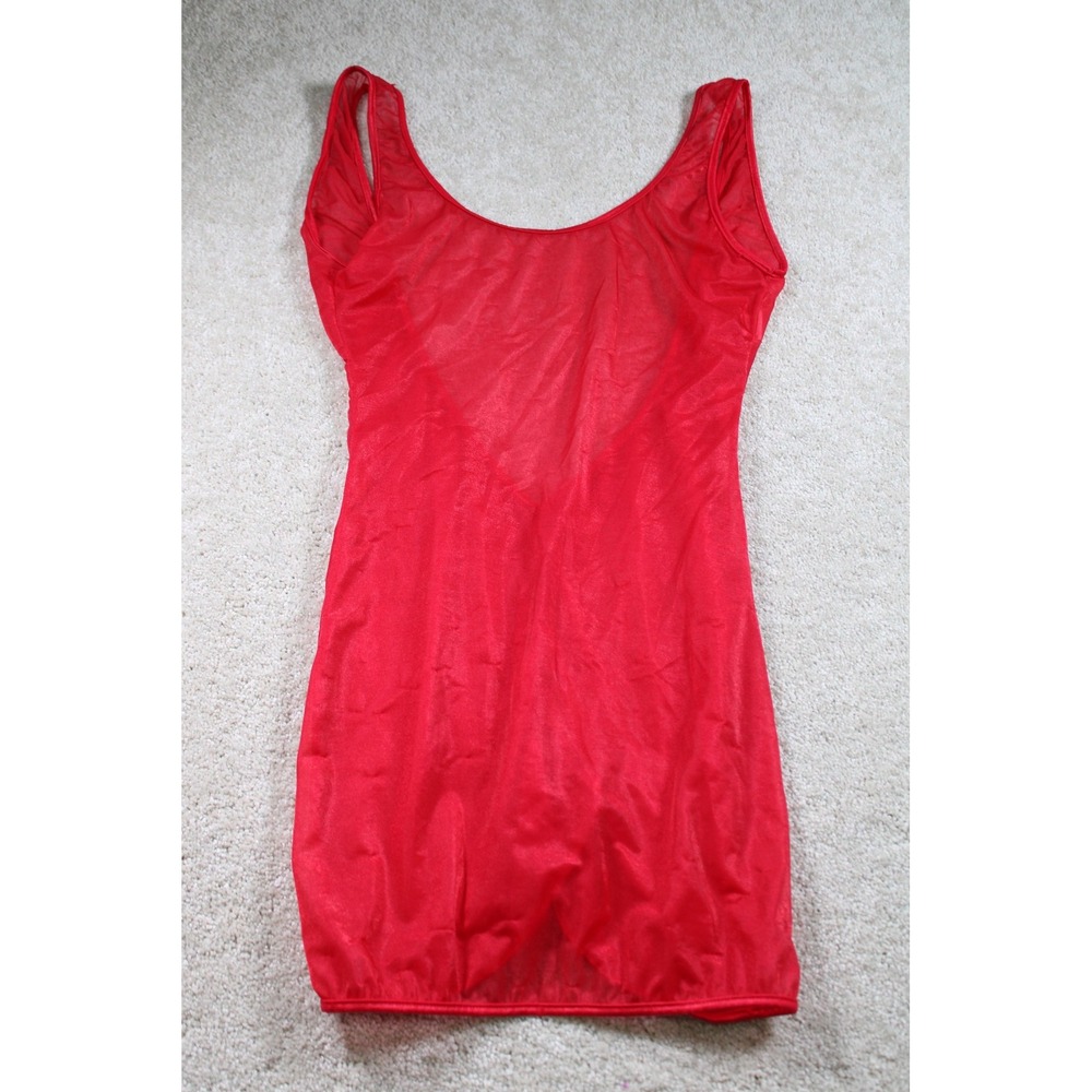 Shame Dress Womens P S M L Red Sheer Mesh Tank Mini Lingerie Made USA Nylon Sexy